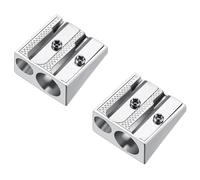 DOETYD 2PCS Metal Pencil Sharpeners with 2 Holes, Double Hole Quality Aluminium Pencil Sharpener for School Office Home Pencil