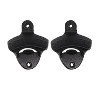 DOETYD 2PCS Wall Mounted Bottle Opener Cast Iron Vintage Rustic Design, Heavy Duty Bottle Opener Wall Mounted with Screws, Durable Outdoor Kitchen Accessories and Bar Accessories for Home Pub (Black)