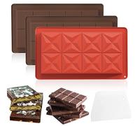DOETYD 3 Pack Deep Chocolate Bar Mould with Scraper,Silicone Jelly Thick Dubai Kit for Baking