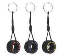 DOETYD 3 Pack Mini Rubber Tyre Keychains, F1 Merchandise Souvenir Accessories, Creative F1 Gifts Idea, Stylish Car Keyring For Men Women, Cute Simulation Car Decoration (Black)