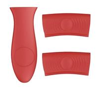DOETYD 3 Pack Silicone Pot Holder, Pan Handle Cover, Heat Resistant for Cast Iron Skillets, Frying Pans, Griddles(Red)
