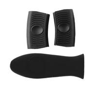 DOETYD 3 Pack Silicone Pot Holder, Pan Handle Cover, Heat Resistant for Cast Iron Skillets, Frying Pans, Griddles(Black)
