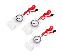 DOETYD 3 Pcs Navigation Compass Map Ruler Magnifier with Adjustable Lanyard for Explorer Outdoor Adventure Enthusiasts, Navigation Compass for Map Reading Orienteering Survival, Red