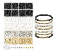 DOETYD 3000+ Pcs Bracelet Making Kit with Elastic String and Charms, Colourful Beads for Bracelet Making and Premium Clay Beads Set for DIY Jewellery Crafting, Arts Projects, and Gifts (Black)