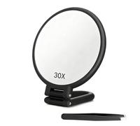 DOETYD 30X Magnifying Mirror with Handle,Double Sided Make up Foldable Travel Hand Mirror with Magnification(Black)