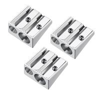 DOETYD 3PCS Metal Pencil Sharpeners with 2 Holes, Double Hole Quality Aluminium Pencil Sharpener for School Office Home Pencil