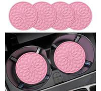 DOETYD 4 Pack Car Cup Holder Coaster,Anti-Slip Universal Silicone Car Interior Accessories Car Coaster(Pink)