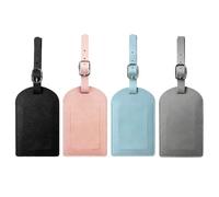 DOETYD 4 Pack Leather Luggage Tags for Suitcases,Luggage Label Suitcase Tags Preventing Loss Handbag Tag Labels Travel Accessories with Name ID Card