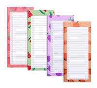 DOETYD 4 Pack Magnetic Shopping List Pad for Fridge 100 Tear Off Sheets Size of 21.4 x 8.8cm Meal List Grocery Notepad Fruit Theme Planner for Weekly Planning