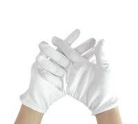 DOETYD 4 Pairs Stretch Breathable White Cotton Gloves, Moisturizing for Eczema Dry Hands, Jewelry Coin Check, Serving and Cleaning
