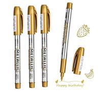DOETYD 4 PCS Metallic Marker Pens 4 Gold Permanent Metallic Pens for Making Art Card Painting Album DIY Scrapbook