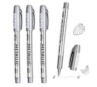 DOETYD 4 PCS Metallic Marker Pens 4 Silver Permanent Metallic Pens for Making Art Card Painting Album DIY Scrapbook