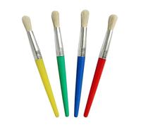 DOETYD 4 Pcs Paint Brush Set, Flat Tip Kids Paint Brushes With Plastic Handles And Hog Bristles, Multicolour Painting Brushes For Children Beginners School Art Craft Supplies