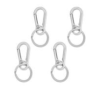 DOETYD 4Pcs Metal Carabiner Keyring Keychain Keyring Clips Key Holder for Men and Women Car Key Heavy Duty With Snap Quick Release Keyring for Outdoors, Backpack,Fishing,Silver