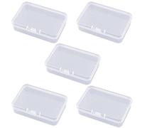 DOETYD 5 Pack Small Plastic Box, Clear Square Storage Containers with Lids, Ideal Small Storage Box with Lid for Organising Beads, Earplugs and Other Small Items (Transparent)