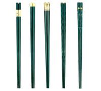 DOETYD 5 Pairs Fiberglass Chopsticks Reusable Fiberglass Chop Sticks Set Non Slip Fancy Dishwasher Safe Easy to Clean Japanese Chinese Korean Chopsticks for Kitchen & Dining Sushi Rice, Green