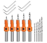 DOETYD 5 PCS countersink drill bit Set 8mm Shank Diameter Quick Change Adjustable Drill Bits