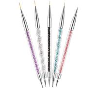 DOETYD 5 Pcs Double Ended Nail Art Brushes Set - Liner & Dotting Pens for DIY Nail Design, Pull Line Painting Tools