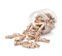 DOETYD 50 Pcs Wooden Drawing Pins For Notice Board, Push Clips With Mini Wooden Pegs For Wall Cork Boards, Photos, Paper Notes, Crafts, Projects, Notice Board Pins For Home Office Decor (Wood)