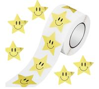 DOETYD 500 Pcs Gold Star Stickers Motivational Smiley Stickers for Kids Reward Self-Adhesive Stars for Teachers Rewards, Crafts, and Classroom Use, 1inch/2.5cm