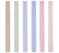DOETYD 6 Pack Highlighter with Chisel Tip 6 Cute Colours Pastel Highlighters for Tips Markers Planner Notes School Office Home