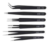 DOETYD 6 PCS Precision Tweezers Set Anti-Static Stainless Steel ESD Tweezers Kit for Jewelry, Electronics, Laboratory, Craft, Soldering