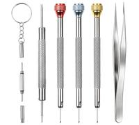 DOETYD 6-Piece Glasses Screwdriver and Watch Screwdriver Set, Small Flathead, Phillips, Hex Precision Tools, Watch Back Removal Tool for Clock Repair, Watch Strap Link, Battery Replacement (Silver)