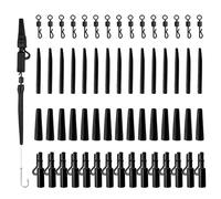 DOETYD 60 Pcs carp fishing accessories with safety clips, anti-tangle sleeves, rubber tails and swivels, handy carp care kit for small weights and feeder rigs, full lead clip action pack