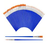 DOETYD 60 Pcs paint brush set with flat and round small paint brushes, versatile paintbrushes for acrylic, watercolour, oil, and gouache, ideal for body art, crafts, and face decoration (Blue)