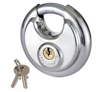 DOETYD 70Mm Stainless Steel Disc Pad Lock Outdoor with 9.5Mm Shackle, Weatherproof Locks for Warehouse Container Garage Gate Shed Fence, Secure Heavy Duty Padlock with 2 Keys (Silver)