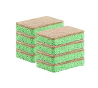 DOETYD 8 Pack Green Eco Sponges Cleaning Biodegradable Washing Sponge Compostable Dish Sponge Plastic-Free Scratch Pads Cleaner for Kitchen Dishes with Heavy Duty