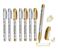 DOETYD 8 PCS Metallic Marker Pens 4 Gold+4 Silver Permanent Metallic Pens for Making Art Card Painting Album DIY Scrapbook