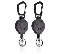 DOETYD 80cm Steel Cord Retractable Keychain, Heavy Duty Carabiner Clip Badge Holder, Tactical Retractable Lanyard With Secure Card Holder For Work Keys And ID (225g)