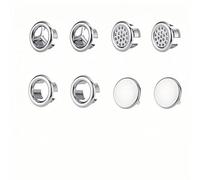 DOETYD 8pcs Sink Tap Hole Cover - Round Overflow Hole Cover for Bathroom & Kitchen Sink - Silver