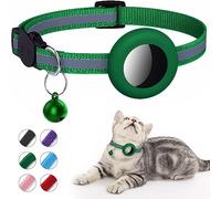 DOETYD Airtag Cat Collar, Reflective Air tag Cat Collar with Bell, Waterproof Airtag Holder Compatible with Apple Airtag, Anti-Lost Cat Tracker Collar for Cats Kittens and Small Dogs (Green)