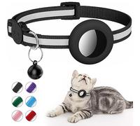 DOETYD Airtag Cat Collar, Reflective Air tag Cat Collar with Bell, Waterproof Airtag Holder Compatible with Apple Airtag, Anti-Lost Cat Tracker Collar for Cats Kittens and Small Dogs (Black)
