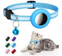 DOETYD Airtag Cat Collar, Reflective Air tag Cat Collar with Bell, Waterproof Airtag Holder Compatible with Apple Airtag, Anti-Lost Cat Tracker Collar for Cats Kittens and Small Dogs (Blue)