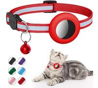 DOETYD Airtag Cat Collar, Reflective Air tag Cat Collar with Bell, Waterproof Airtag Holder Compatible with Apple Airtag, Anti-Lost Cat Tracker Collar for Cats Kittens and Small Dogs (Red)