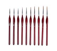 DOETYD Detail Paint Brush Set of 10 contains 10 different sizes of Art Paint Brushes Fine Detail Paint Brushes for Watercolor Acrylic Oil Painting (Red)