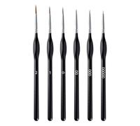 DOETYD Detail Paint Brush Set of 6 contains 6 different sizes of Art Paint Brushes Fine Detail Paint Brushes for Watercolor Acrylic Oil Painting (Black)