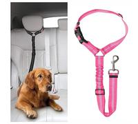 DOETYD Dog Car Seat Belt - Adjustable Pet Car Pillow Harness，Cushioned Dog Leash，Nylon Durable Elastic Leash，Restraint Dog Car Safety Leash (Pink)