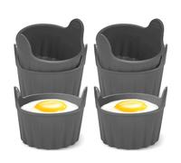 DOETYD Egg Poacher Cups, Poached Egg Maker,Microwave Egg Poacher Cups,Food Grade Poached Egg Moulds,Ramekins Egg Poacher Pans for Air Fryer, Microwave And Oven, 6PCS Grey