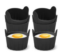 DOETYD Egg Poacher Cups, Poached Egg Maker,Microwave Egg Poacher Cups,Food Grade Poached Egg Moulds,Ramekins Egg Poacher Pans for Air Fryer, Microwave And Oven, 6PCS Black