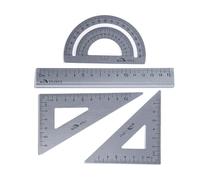 DOETYD Geometry Sets with Protractor Square Triangle Ruler Metal Ruler Protractor Set for Students Office Math Geometry 4 PCS