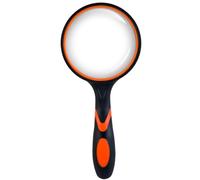 DOETYD Magnifying Glass 10X Orange Handheld 75mm Magnifier with Non-Slip Handle Magnifying Len for Seniors Reading or Hobbies