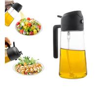 DOETYD Oil Spray Bottle 470ml/16oz 2 in 1 Glass Oil Dispenser Sprayer for Kitchen Cooking Baking BBQ Salad Olive Air Fryer (Black)
