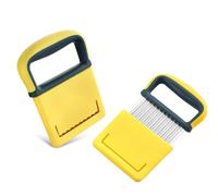 DOETYD Potato Crinkle Cutter Stainless Vegetable Chipper Wavy Knife Slicer (Yellow)