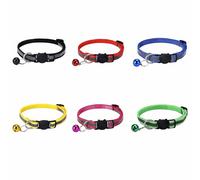 DOETYD Reflective Cat Collar with Bell, Safety Buckle & Quick Release - Adjustable 19-32 cm, Soft Nylon (6-Pack)