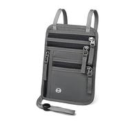 DOETYD RFID Blocking Neck Wallet with Passport Holder - Ultra-Thin Travel Pouch for Concealed Carry(Deep Grey