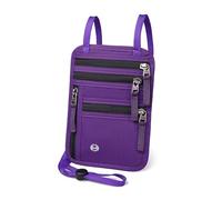 DOETYD RFID Blocking Neck Wallet with Passport Holder - Ultra-Thin Travel Pouch for Concealed Carry(Purple